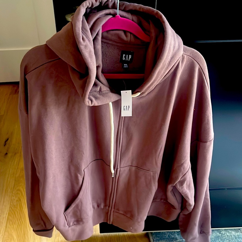 Gap xxl size hooded zip long sleeve. Plum color
